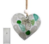 FmtwPhn Sea Beach Glass Heart Gl-Ass Hanging Friendship He-Art 8.4x7.2cm Small Se-a G-Lass Wall Art Decor H- Pendant S-ea Gl-Ass Mosaic He-Art Pendant for Gardens Weddings Birthdays Anniversaries