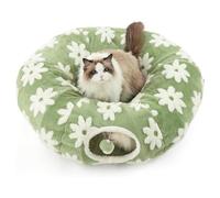 FmtwPhn Tunnel for Cats - Washable Soft Plush Cave with Ball - Flower Design Plush Cat Tubes and Tunnels - for Crawling Scratching Teething Kitten Bunny Indoor Outside