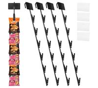 FMTYAOIU 4PCS Hanging Merchandise Strips with Hooks 16.5" Chip Display Rack, Chip Strip Wall Mount for Snack Candy Portable Retail Organizer Storage Metal with Label Header