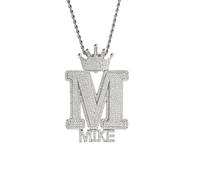 Fmxypet Hip Hop Name Necklace for Men, Custom Initial Pendant with Zirconia & Rope Chain, Personalized Bling Jewelry