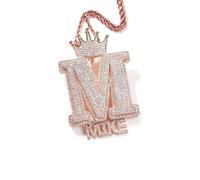 Fmxypet Hip Hop Name Necklace for Men, Custom Initial Pendant with Zirconia & Rope Chain, Personalized Bling Jewelry