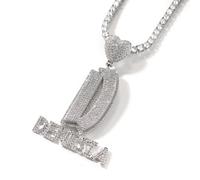 Fmxypet Hip Hop Name Necklace for Men, Custom Initial Pendant with Zirconia & Rope Chain, Personalized Bling Jewelry