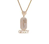 Fmxypet Hip Hop Name Necklace for Men, Custom Initial Pendant with Zirconia & Rope Chain, Personalized Bling Jewelry