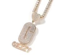 Fmxypet Hip Hop Name Necklace for Men, Custom Initial Pendant with Zirconia & Rope Chain, Personalized Bling Jewelry