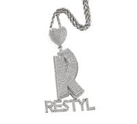Fmxypet Hip Hop Name Necklace for Men, Custom Initial Pendant with Zirconia & Rope Chain, Personalized Bling Jewelry