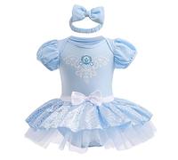 FMYFWY Baby Girls Cinderella Princess Costume Halloween Christmas Birthday Romper Tutu Dress w/Headband 6-9M
