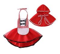 FMYFWY Little Red Riding Hood Costume for Baby Girls Carnival Halloween Christmas Birthday Fancy Dress Up Cosplay Tutu Dress w/Cloak 18-24M