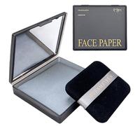 FMYODWU 100 Sheets Oil Blotting Paper with Mirror Case and Self Adhesive Puff Bamboo Charcoal Facial Oil Absorbent, Effective Oil Control
