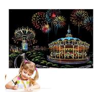 Fmzrbnih Scratch Off Paper - Rainbow City Landmark Doodle Pad, Arts and Crafts Activity Kit, Versatile Usage Fun Parrty Craft Supplies | Birthday Halloween Christmas Parrty Games Projects Drawing Kit