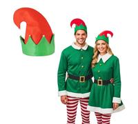 FNA FASHIONS® Adult Elf Hat with Bells - Red & Green Felt Christmas Hat | Festive Fancy Dress Accessory for Xmas Parties, Santa’s Helper & Secret Santa Gifts (1)