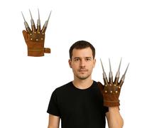 FNA FASHIONS Adult Nightmare Demon Brown Explorer Hat & Claw Glove Set | Unisex Halloween Fancy Dress Nightmare Cosplay Accessory (Claw Glove)