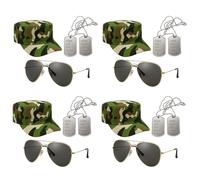FNA FASHIONS Army glasses Camouflage Hat Dog Tag Soldier Force Style Set Fancy Dress Costume (4)