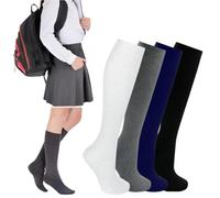 FNA FASHIONS Childrens Back 2 School 3 Pairs Knee High Socks Girls Cotton Rich Socks (UK, Numeric, 12, Regular, Regular, 3, Navy)