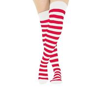 FNA Fashions® Girls Over The Knee Striped Plain Microfiber Socks Assorted Colours Thigh High OTK Socks (Pink & White)