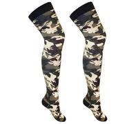 FNA Fashions® Girls Over The Knee Striped Plain Socks Assorted Colours Thigh High Socks (Camouflage OTK Socks)