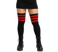 FNA FASHIONS® Girls Over The Knee Striped Plain Thigh High Socks Assorted Colours (Red 3 Stripe Black Referee OTK)