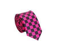 FNA Fashions Mens Classic Slim Skinny Satin Ties Adult Wedding Fancy Party Solid Plain Necktie (Black/Fuchsia, One Size)