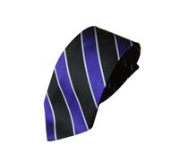 FNA Fashions Mens Classic Slim Skinny Satin Ties Adult Wedding Fancy Party Solid Plain Necktie (Black/Purple Striped, One Size)