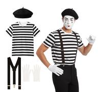 FNA FASHIONS Mens French Mime 4 Pieces Fancy Dress Set Costume (2XLarge)