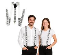 FNA Fashions Mens Ladies Unisex Adjustable Slim Braces Trouser Suspenders Clip On Fancy Dress (Piano Printed)