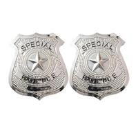 FNA Fashions® Metal Police Badge with Star Design - 6 cm Silver Costume Accessory with Pin Fastening for Halloween, Cosplay & Fancy Dress - Adult Costume Prop (2)