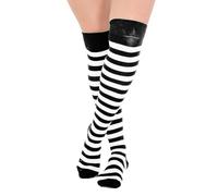 FNA FASHIONS® Over the Knee Socks - Thigh High Cotton Socks | Long, Soft & Stretchy Boot Socks for Women & Girls | Plain & Striped Knee High Stockings (Black/White Striped)