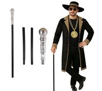 FNA FASHIONS® Silver Top Pimp Cane - 85cm Long pimp stick,Costume Accessory for Performance Prop for Cosplay, Halloween, and More!