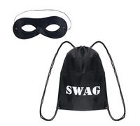 FNA FASHIONS® SWAG BAG COPS AND ROBBERS THIEF BURGLAR ACCESSORY CONVICT FANCY DRESS WORLD BOOK DAY (Swag bag & Black Domino Mask)