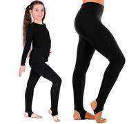 FNA FASHIONS® Twirl & Play: Girls' Black Stretchy Stirrup Leggings for Dance, Gymnastics, and Beyond (UK, Age, 5 Years, 6 Years, Regular, Black)