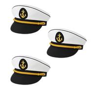 FNA FASHIONS Unisex Navy Captain Hat - Adult Size Marine Admiral Cap with Badge, Braid, and Laurel Details | Perfect for Men & Women, Boat Captain Costume Accessory (Navy Hat with Ribbon, 3)