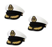 FNA FASHIONS Unisex Navy Captain Hat - Adult Size Marine Admiral Cap with Badge, Braid, and Laurel Details | Perfect for Men & Women, Boat Captain Costume Accessory (Captain Navy Hat, 3)
