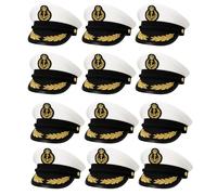 FNA FASHIONS Unisex Navy Captain Hat - Adult Size Marine Admiral Cap with Badge, Braid, and Laurel Details | Perfect for Men & Women, Boat Captain Costume Accessory (Captain Navy Hat, 12)