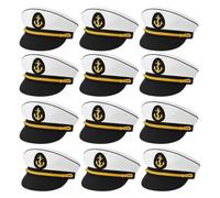 FNA FASHIONS Unisex Navy Captain Hat - Adult Size Marine Admiral Cap with Badge, Braid, and Laurel Details | Perfect for Men & Women, Boat Captain Costume Accessory (Navy Hat with Ribbon, 12)