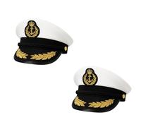 FNA FASHIONS Unisex Navy Captain Hat - Adult Size Marine Admiral Cap with Badge, Braid, and Laurel Details | Perfect for Men & Women, Boat Captain Costume Accessory (Captain Navy Hat, 2)