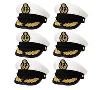 FNA FASHIONS Unisex Navy Captain Hat - Adult Size Marine Admiral Cap with Badge, Braid, and Laurel Details | Perfect for Men & Women, Boat Captain Costume Accessory (Captain Navy Hat, 6)