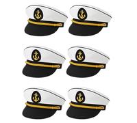 FNA FASHIONS Unisex Navy Captain Hat - Adult Size Marine Admiral Cap with Badge, Braid, and Laurel Details | Perfect for Men & Women, Boat Captain Costume Accessory (Navy Hat with Ribbon, 6)