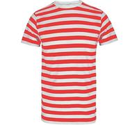 FNA FASHIONS® Unisex Striped T-Shirts, Premium Cotton Blend T-Shirts (UK, Alpha, L, Regular, Regular, Red and White)