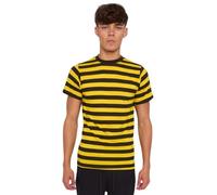 FNA FASHIONS® Unisex Striped T-Shirts, Premium Cotton Blend T-Shirts (UK, Alpha, XL, Regular, Regular, Black and Yellow)