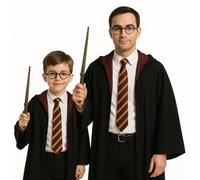 FNA FASHIONS® Wizard Fancy Dress Set - Includes Magic Wand, Black Round Glasses & Wizard Tie | Adult Magician Cosplay Accessories for Book Week, Halloween, Fancy Dress Parties & Role Play