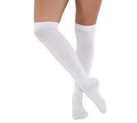FNA FASHIONS® Women’s Over the Knee Socks - Thigh High Cotton Socks | Long, Soft & Stretchy Boot Socks | Plain & Striped Knee Highs (UK, Numeric, 4, 6, Regular, Regular, 3, Plain White)