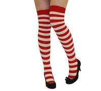 FNA FASHIONS® Women’s Over the Knee Socks - Thigh High Cotton Socks | Long, Soft & Stretchy Boot Socks | Plain & Striped Knee Highs (UK, Numeric, 4, 6, Regular, Regular, 2, Red/White Striped)