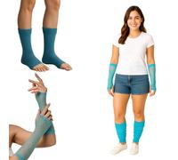 FNA FASHIONS Womens Neon Long Fishnet Gloves and Leg Warmers Ladies Fancy Hen Night 80’s Party Novelty Dress (Turquoise, One Size)