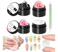 Fnaekier 3D Nail Gel - 4 Colors Painting Manicure Gel - Waterless Flower Foil Rhinestone Molding Glue for Home Salon Stamping French Tips Manicure Toe Charm Pedicure