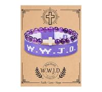 Fnaekier Faith Bracelet, Beaded Cro-ss Bracelet Set, What Would Jesus Do Bracelets, Inspirational Christian Bracelets Jewelry Present For Easter Thanksgiving Christmas
