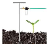 Fnaekier Root Tree Watering Tool | Stainless Steel Watering Wand Irrigation System with Fertilizer Dispenser, Stake System with T-Handle and Valve, Root Irrigator for Plants Trees