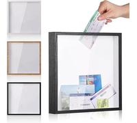 Fnaekier Travel Adventure Archive Shadow Box, 12 Inch Concert Travel Ticket Stub Me-mory Top Loading Shadow Keepsake Box with Lock, Clear Money Box, Me-mory Frame Boxes for Keepsakes