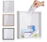 Fnaekier Travel Adventure Archive Shadow Box, 8 Inch Concert Ticket Stub Memory Top Loading Keepsake Box With Slot, Clear Money Frame for Keepsakes