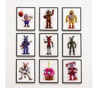 Fnaf - Five nights at freddys Wall Art Prints, Set of 9, A4 29.7 x 21 cm, FNAF Character Posters, Premium Matte Photo Paper