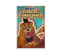 FNAF Vintage Pizza Five Horror Nights Video Gaming At Freddy's Poster Canvas Wall Art Farmhouse Gallery Aesthetic Room Decor For Bedroom Bathroom 12x18inch(30x45cm)