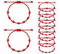 FNANJWQ 10 Pcs Red String Bracelet Set - 7 Knot Red Rope Cord Good Luck Bracelets, Adjustable Thread Bracelet Protection Braided String Chain for Friendship, Lovers